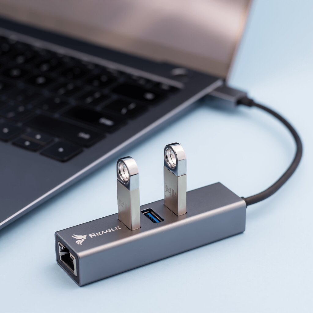Adapteris Reagle Gigabit LAN Ethernet RJ-45 USB 3.2 Gen 1 kaina ir informacija | Adapteriai, USB šakotuvai | pigu.lt