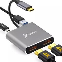 Adapteris Reagle HUB USB-C HDMI 4K цена и информация | Адаптеры, USB-разветвители | pigu.lt