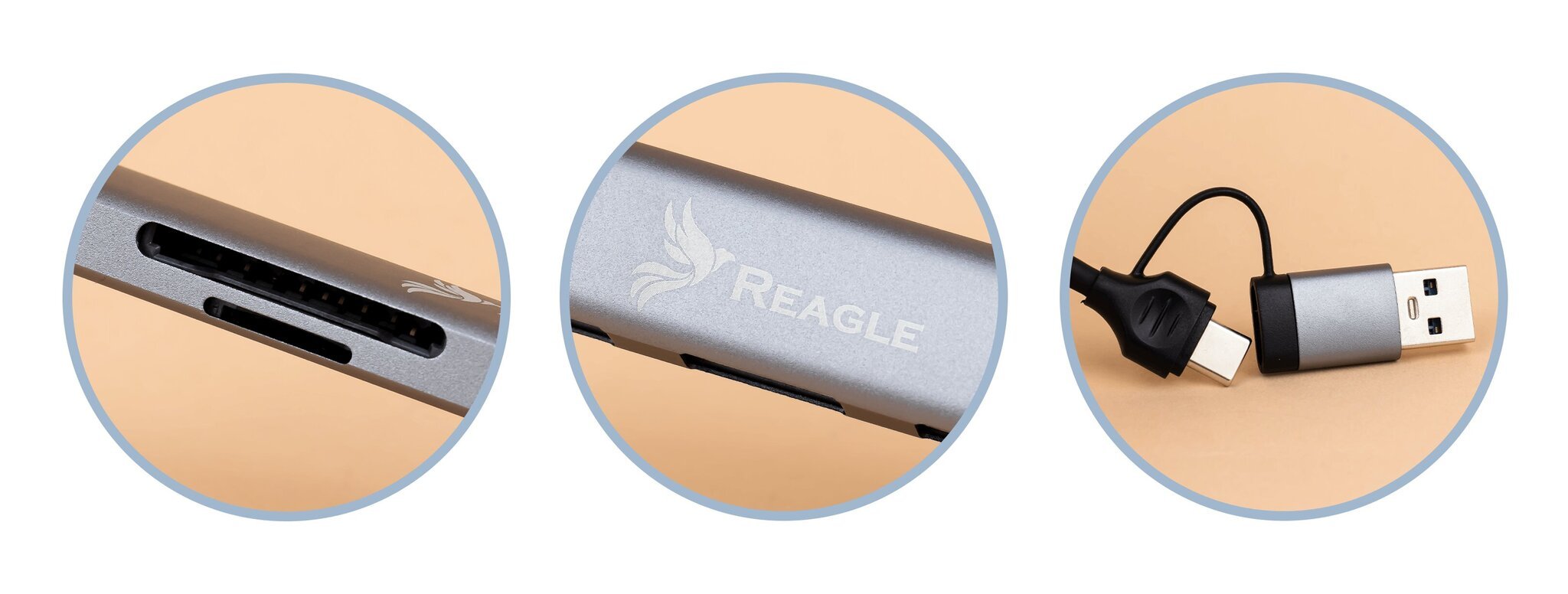 Šakotuvas Reagle 2 in 1 USB-C USB 3.1 SD/TF kaina ir informacija | Adapteriai, USB šakotuvai | pigu.lt