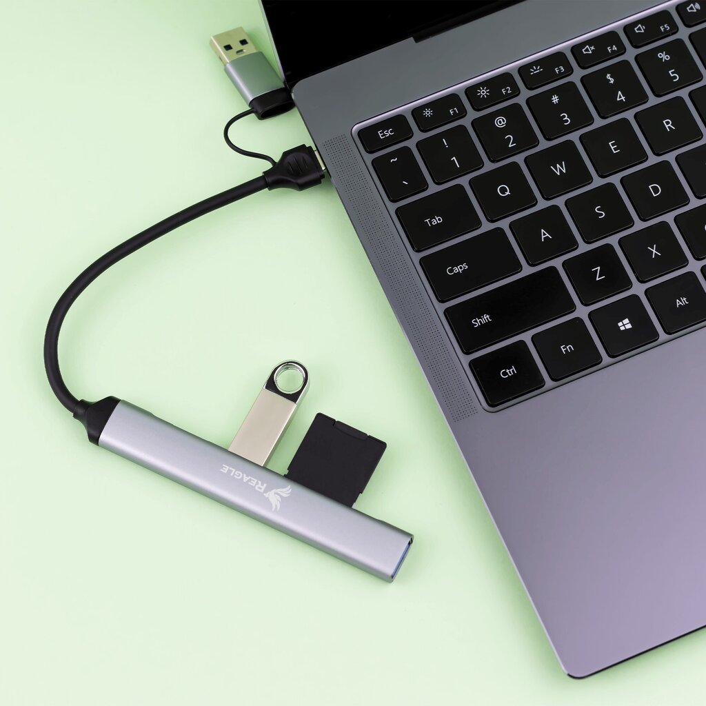 Šakotuvas Reagle 2 in 1 USB-C USB 3.1 SD/TF kaina ir informacija | Adapteriai, USB šakotuvai | pigu.lt
