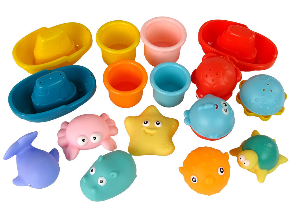 Vonios žaislų rinkinys Lean Toys, 17 vnt цена и информация | Žaislai kūdikiams | pigu.lt