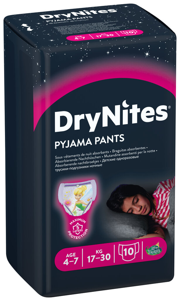 Sauskelnės-kelnaitės HUGGIES DryNites Girls (17-30 kg) 4-7m, 10 vnt. цена и информация | Sauskelnės | pigu.lt