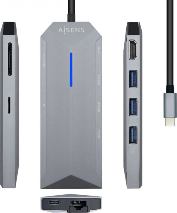 Aisens ASUC-8P004-GR kaina ir informacija | Adapteriai, USB šakotuvai | pigu.lt