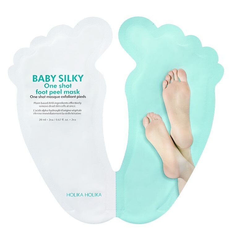 Šveičiamoji kaukė pėdoms Holika Holika Baby Silky One Shot Foot Peel Mask, 20 ml kaina ir informacija | Kūno kremai, losjonai | pigu.lt