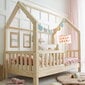 Vaikiška lova-namelis Kidszone Bianco, 80x160 cm, ruda kaina ir informacija | Vaikiškos lovos | pigu.lt