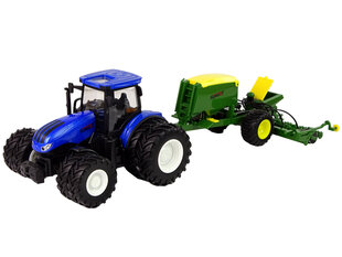 Nuotoliniu būdu valdomas traktorius su priedais, 1:24, mėlynas kaina ir informacija | Žaislai berniukams | pigu.lt