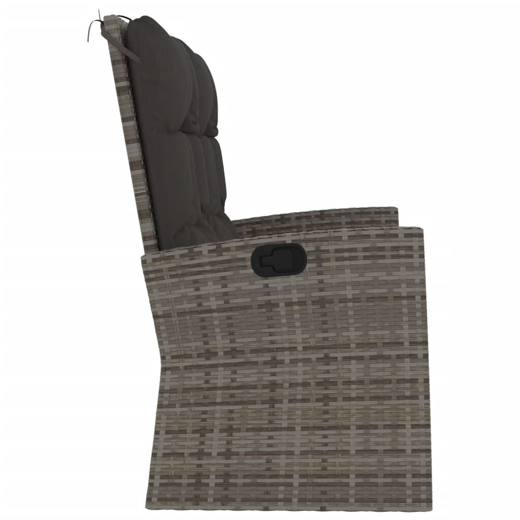 vidaXL Sodo suoliukas su pagalvėlėmis, pilkas, 118cm, poliratanas kaina ir informacija | Lauko suolai | pigu.lt