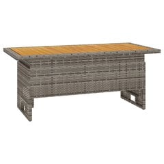 vidaXL Sodo stalas, pilkas, 100x50x43/63cm, akacija ir poliratanas kaina ir informacija | Lauko stalai, staliukai | pigu.lt