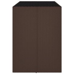 vidaXL Stalas su stikliniu stalviršiu, rudas, 145x80x110cm, ratanas цена и информация | Садовые столы, столики | pigu.lt