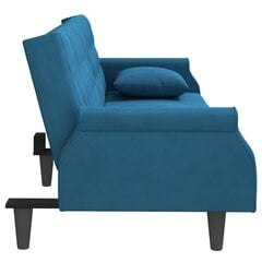 vidaXL Sofa-lova su porankiais, mėlynos spalvos, aksomas цена и информация | Диваны | pigu.lt