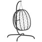 vidaXL Kabantis kiaušinio formos krėslas, kreminis, ratanas/plienas kaina ir informacija | Lauko kėdės, foteliai, pufai | pigu.lt