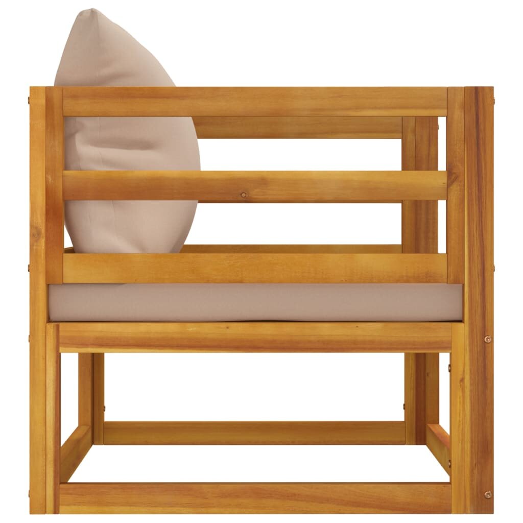 vidaXL Sodo kėdė su taupe pagalvėlėmis, akacijos medienos masyvas kaina ir informacija | Lauko kėdės, foteliai, pufai | pigu.lt