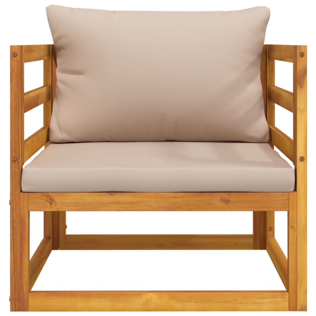 vidaXL Sodo kėdė su taupe pagalvėlėmis, akacijos medienos masyvas kaina ir informacija | Lauko kėdės, foteliai, pufai | pigu.lt