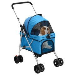Sulankstomas vežimėlis šunims vidaXL, mėlynas, 76 x 50 x 100 cm kaina ir informacija | Transportavimo narvai, krepšiai | pigu.lt