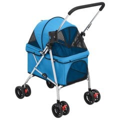 Sulankstomas vežimėlis šunims vidaXL, mėlynas, 76 x 50 x 100 cm kaina ir informacija | Transportavimo narvai, krepšiai | pigu.lt