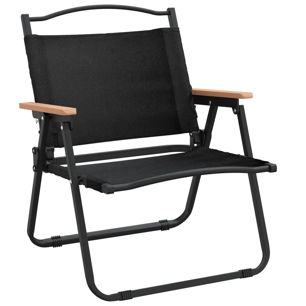 vidaXL Stovyklavimo kėdės, 2vnt., juodos, 54x43x59cm, oksfordo audinys kaina ir informacija | Lauko kėdės, foteliai, pufai | pigu.lt