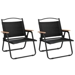 vidaXL Stovyklavimo kėdės, 2vnt., juodos, 54x43x59cm, oksfordo audinys цена и информация | Садовые стулья, кресла, пуфы | pigu.lt