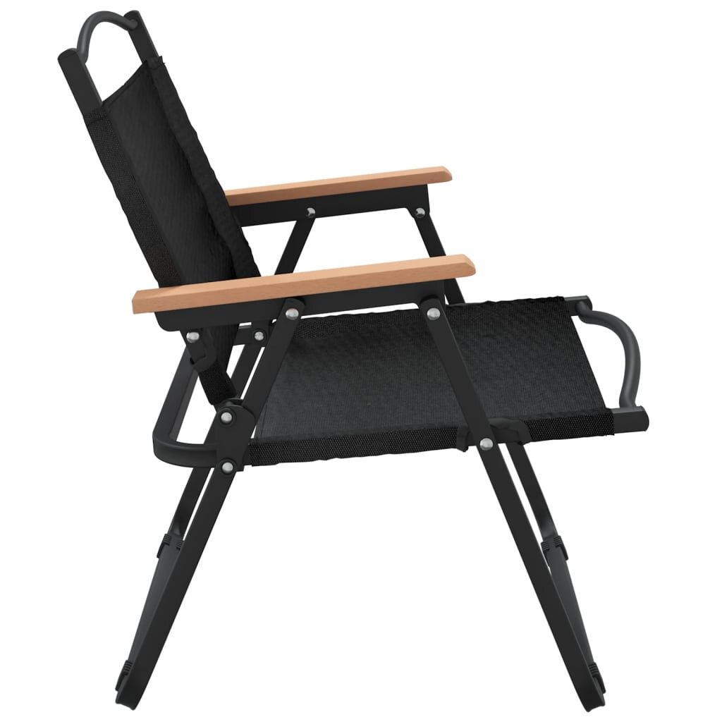 vidaXL Stovyklavimo kėdės, 2vnt., juodos, 54x43x59cm, oksfordo audinys kaina ir informacija | Lauko kėdės, foteliai, pufai | pigu.lt