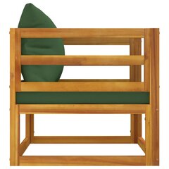 vidaXL Sodo kėdė su žaliomis pagalvėlėmis, akacijos medienos masyvas kaina ir informacija | Lauko kėdės, foteliai, pufai | pigu.lt
