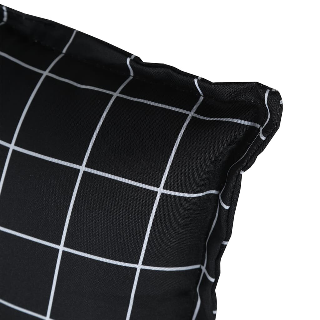 vidaXL Suoliuko pagalvėlė, juoda, 100x50x7cm, audinys, languota kaina ir informacija | Pagalvės, užvalkalai, apsaugos | pigu.lt