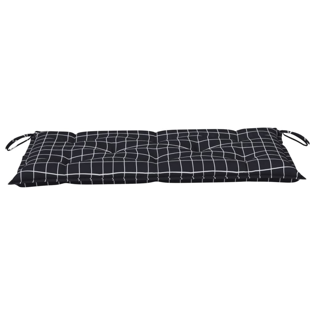 vidaXL Suoliuko pagalvėlė, juoda, 100x50x7cm, audinys, languota цена и информация | Pagalvės, užvalkalai, apsaugos | pigu.lt