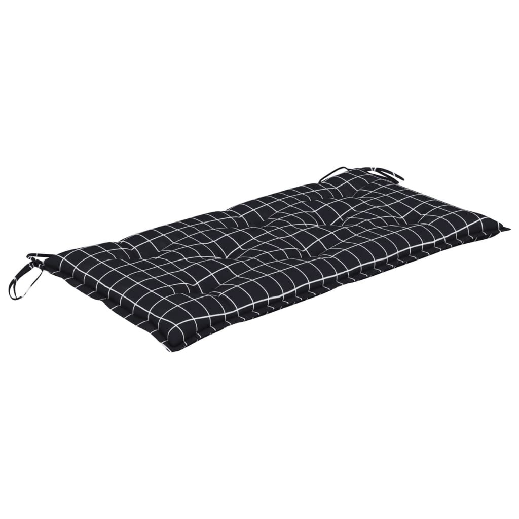 vidaXL Suoliuko pagalvėlė, juoda, 100x50x7cm, audinys, languota kaina ir informacija | Pagalvės, užvalkalai, apsaugos | pigu.lt