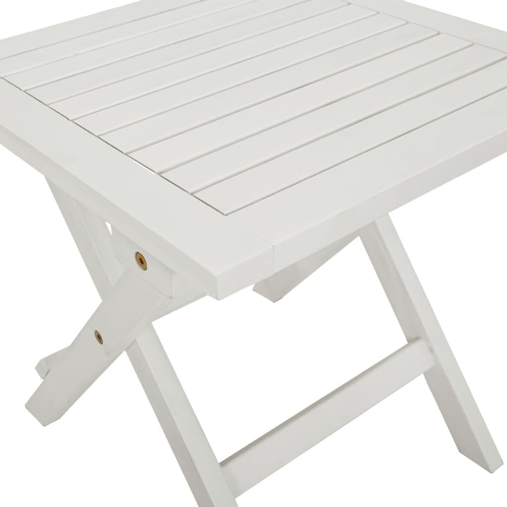 vidaXL Saulės gultas su staliuku, baltas, akacijos medienos masyvas kaina ir informacija | Gultai | pigu.lt