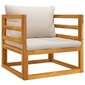 vidaXL Sodo krėslas su šviesiai pilkomis pagalvėlėmis, akacija kaina ir informacija | Lauko kėdės, foteliai, pufai | pigu.lt