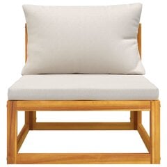 vidaXL Vidurinė sodo sofos dalis su pilkomis pagalvėlėmis, akacija kaina ir informacija | Lauko kėdės, foteliai, pufai | pigu.lt