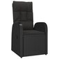 vidaXL Sodo komplektas su pagalvėlėmis, 3 dalių, juodas, poliratanas kaina ir informacija | Lauko kėdės, foteliai, pufai | pigu.lt