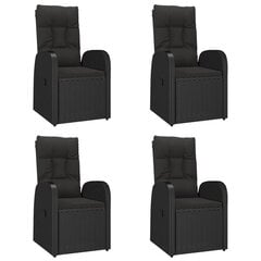 vidaXL Sodo komplektas su pagalvėlėmis, 5 dalių, juodas, poliratanas kaina ir informacija | Lauko kėdės, foteliai, pufai | pigu.lt