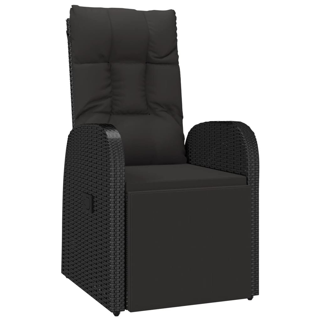 vidaXL Sodo komplektas su pagalvėlėmis, 9 dalių, juodas, poliratanas kaina ir informacija | Lauko kėdės, foteliai, pufai | pigu.lt
