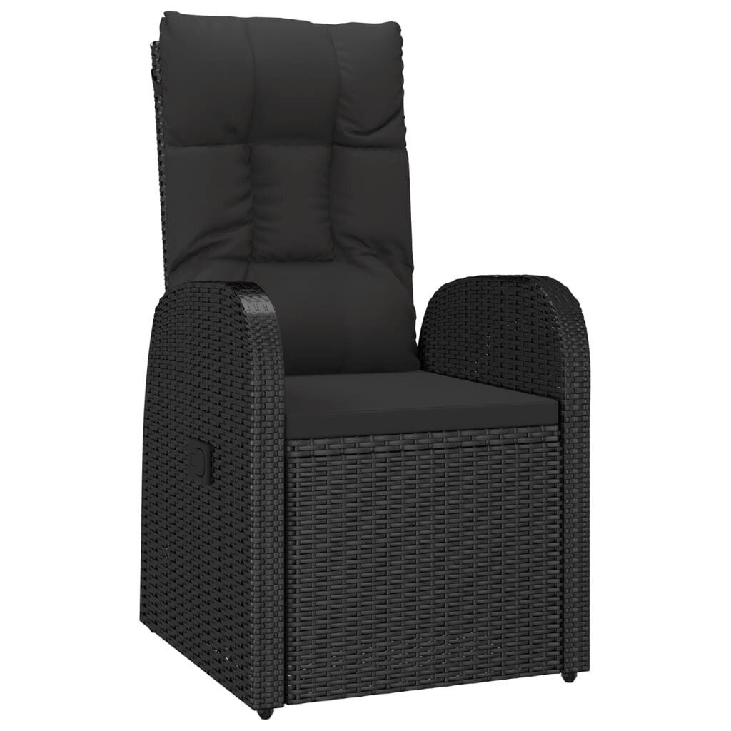 vidaXL Sodo komplektas su pagalvėlėmis, 9 dalių, juodas, poliratanas kaina ir informacija | Lauko kėdės, foteliai, pufai | pigu.lt