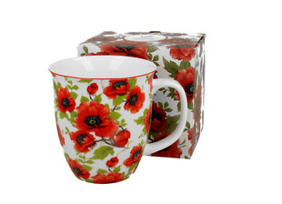 Porcelianinis puodelis Raudonos aguonos, 650 ml kaina ir informacija | Originalūs puodeliai | pigu.lt