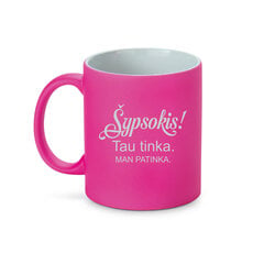 Graviruotas puodelis Šypsokis!, rožinis цена и информация | Оригинальные кружки | pigu.lt