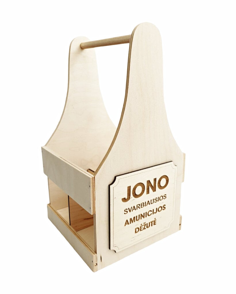 Dėžė buteliams Jono svarbiausios amunicijos dėžė, 16x16x29cm kaina ir informacija | Kitos originalios dovanos | pigu.lt