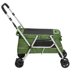 Sulankstomas vežimėlis šunims vidaXL, žalias, 100 x 49 x 96 cm kaina ir informacija | Transportavimo narvai, krepšiai | pigu.lt