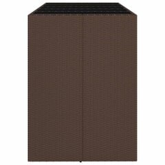 vidaXL Stalas su stikliniu stalviršiu, rudas, 185x80x110cm, ratanas цена и информация | Садовые столы, столики | pigu.lt