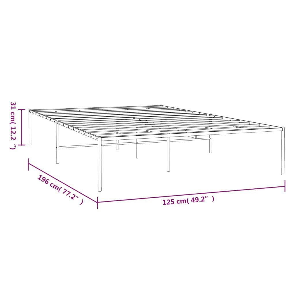 vidaXL Metalinis lovos rėmas, baltos spalvos, 120x190cm kaina ir informacija | Lovos | pigu.lt