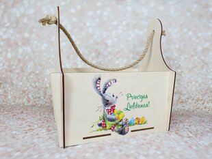 Medinė dekoratyvinė dėžutė Velykiniams skanėstams Priecīgas Lieldienas! kaina ir informacija | Vakarėliams ir šventėms | pigu.lt