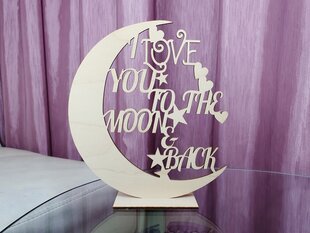 Резной декоративный месяц на подставке с надписью “I love you to the moon & back” цена и информация | Другие оригинальные подарки | pigu.lt
