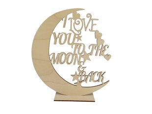 Išraižytas dekoratyvinis mėnuo ant stovo su užrašu I love you to the moon & back kaina ir informacija | Kitos originalios dovanos | pigu.lt