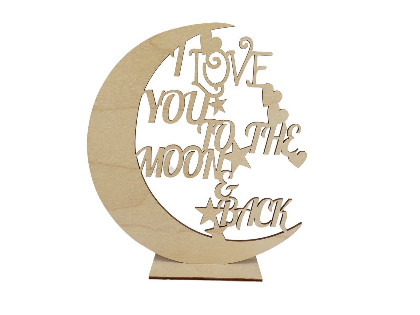 Išraižytas dekoratyvinis mėnuo ant stovo su užrašu I love you to the moon & back kaina ir informacija | Kitos originalios dovanos | pigu.lt