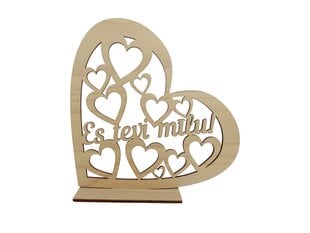 Резное декоративное сердце на подтавке с надписью “Es tevi mīlu!” цена и информация | Другие оригинальные подарки | pigu.lt