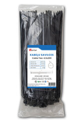 Кабельные стяжки (черные), 4,6x200 цена и информация | Крепежные изделия | pigu.lt