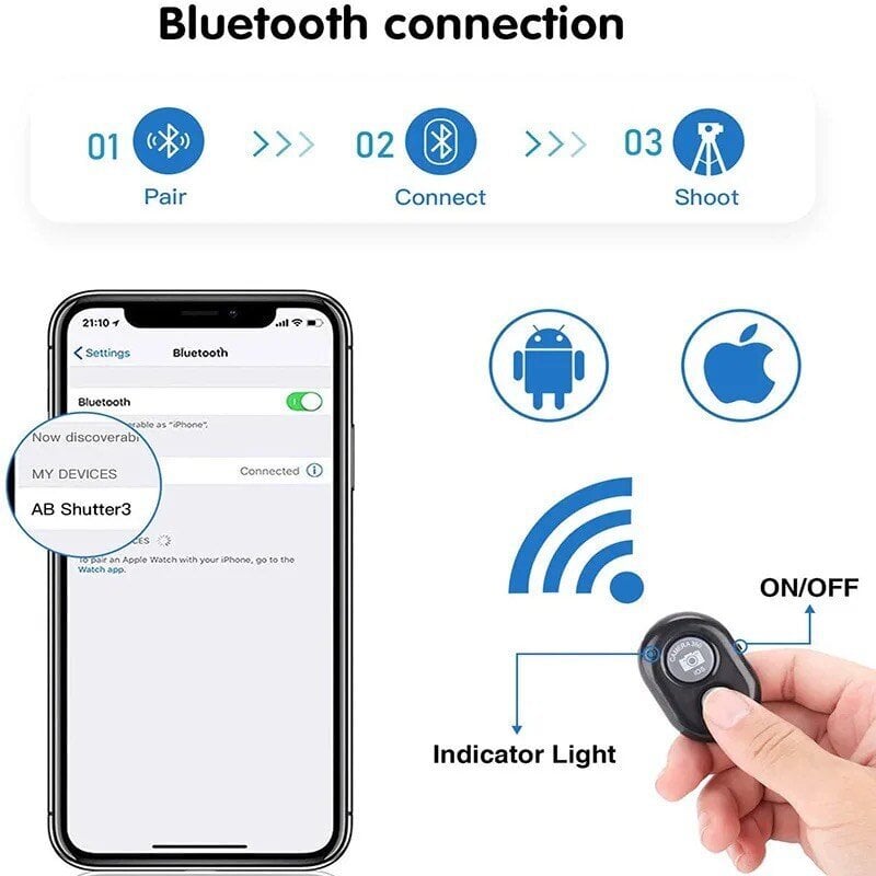 Reguliuojamas telefono stovas trikojis su Bluetooth funkcija, 40-140 cm kaina ir informacija | Priedai telefonams | pigu.lt