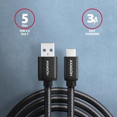 Кабель AXAGON BUCM3-AM20AB USB-C < > USB-A USB 3.2 поколения 1/3A/алюминий/черный в оплетке/2 м цена и информация | Кабели для телефонов | pigu.lt