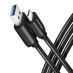 Кабель AXAGON BUCM3-AM20AB USB-C < > USB-A USB 3.2 поколения 1/3A/алюминий/черный в оплетке/2 м цена и информация | Кабели для телефонов | pigu.lt