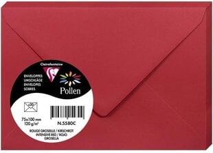 Декоративный конверт Pollen, Clairefontaine, DL (110x220мм), 120г/м2, ярко-красный цена и информация | Конверты, открытки | pigu.lt