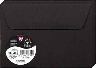 Декоративный конверт Pollen, Clairefontaine, DL (110x220мм), 120г/м2, чёрный сп. цена и информация | Конверты, открытки | pigu.lt